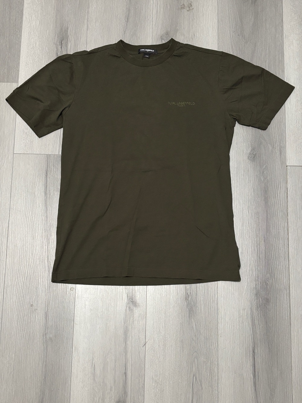 Karl Lagerfeld Paris Men's T-Shirt Size Small Olive Green Crew Neck Short Sleeve